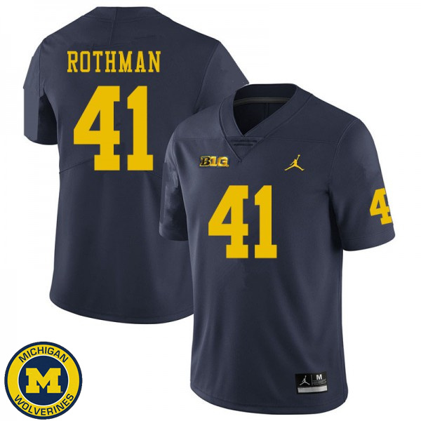 Men Michigan Wolverines #41 Quinn Rothman Navy Stitched Football Jersey